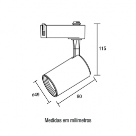 SPOT LED TRILHO BLUMENAU 5W BR 3000K