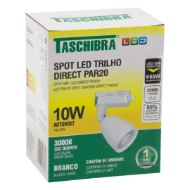 SPOT LED TRILHO TASCHIBRA 10W BR 3000K