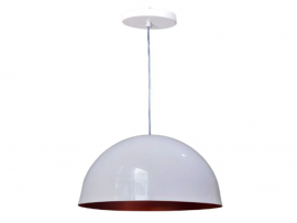 PENDENTE REUE MEIA ESFERA BRANCO/COBRE