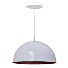 PENDENTE REUE MEIA ESFERA BRANCO/COBRE